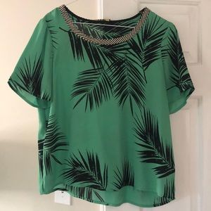 Green semi sheer blouse